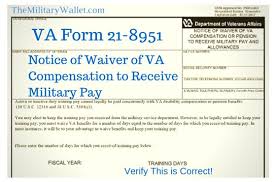 Waive Va Compensation For Military Pay Va Form 21 8951