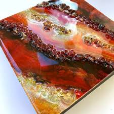 Red Resin Agate 10 X10 X2 Wood Geode Wall Art Geode Home Decor Resin Wall Art Epoxy Resin Art Geode Art