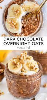 Dark Chocolate Overnight Oats Vegan Gf Simply Quinoa Recipe Chocolate Overnight Oats Rolled Oats Breakfast Rolled Oats Recipe
