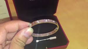 The bracelet is not presented with the original. New Cartier Love Bracelet 10 Diamonds White Gold Box Opening And Review Youtube