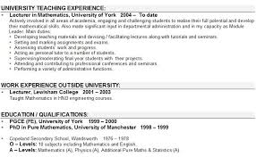 lecturer cv sample in 2020 teacher