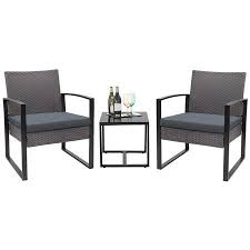 Black And White Bistro Chairs Walmart Walnew Patio Furniture Cushioned Pe Rattan Bistro Chairs Set Of 2 With Table 3 Piece Walmart Com In 2020 Patio Furniture Cushions Balcony Furniture Set Wicker Outdoor Furniture Set