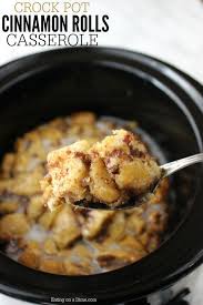 This overnight crockpot breakfast casserole is great for so many different reasons. Crock Pot Cinnamon Roll Casserole Easy Slow Cooker Cinnamon Rolls