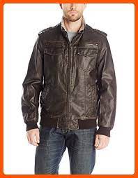 Tommy Hilfiger Men S Faux Leather Two Pocket Military Bomber With Sherpa Lining Dark Brown Mens Lightweight Jacket Tommy Hilfiger Man Military Bomber Jacket