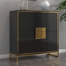 Black Sideboard Buffet 4 Doors Accent Cabinet In Small In 2020 Black Sideboard Accent Doors Sideboard Buffet