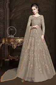 Gorgeous Grey With Banglori Silk Party Wear Designer Long Gown In 2020 Party Wear Dresses Designer Gowns Indian Dresses