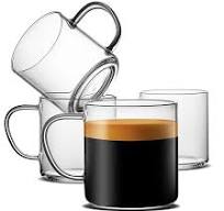 LUXU Glass Coffee Mugs Set of 4,14 oz Clear Coffee Cups,Hand Blown&Seamless  Design,Heat Resistant and Explosion-Proof,Lightweight Tea Mugs with Anti ...