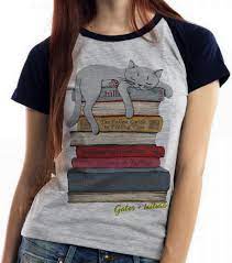 Blusa Feminina Baby Look Gatos Leitura Pilha Livros Cat No Elo7 Camisetas Emporio Dutra E363df