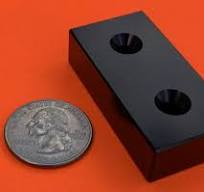 N42 EpoxyCuNi Neodymium Magnets 2 in x 1 in x 1/2 in Bar w/2 Dual  Countersunk Holes