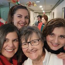 Scenes from a surprise trip to Michigan for mom's 85th bday…🎉 ❤️ My  sisters and me w mom 🎥Watching Hallmark movies in mom's assisted living  apartment 👯‍♂️Reuniting w my longest friendships—my high