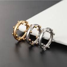 Модерен пръстен златист цвят от неръждаема стомана за жени, дамски мини  топки пръст пръстени за жени, мода бижута подаръци ~ изход /  WholesaleTop.today