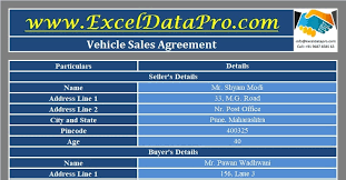 Why does 9 mean sum in subtotal? Download Vehicle Sales Agreement Excel Template Exceldatapro