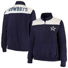 Dallas Cowboys Majestic Women S Plus Size 1 4 Zip Fleece Pullover Sweatshirt Navy Sweatshirts Cowboy Jacket Dallas Cowboys