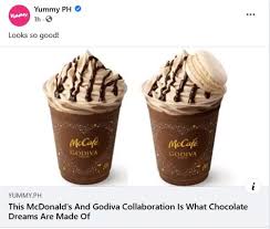 Nehaus the smurf tin box 261g contains 24 crispy smurf shaped pralines filled with crackling milk chocolate and cookies, coated in milk chocolate. Fans In Philippines Disappointed Over Fast Food Chain S Beverage Tie Up With Godiva