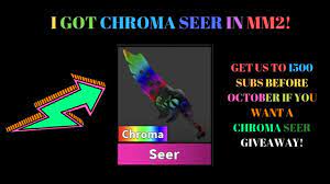 What you need to do is go to the side of the screen whhen you're still in the game lobby. I Got Chroma Seer In Mm2 Chroma Seer Giveaway At 1500 Subs Roblox Youtube