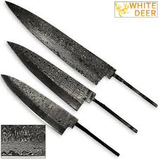 Handmade damascus steel kitchen chef knife blank blade vk2031 vk. White Deer Chef Knife Blank Cutlery Trio Damascus Steel Forged Set Of 3 Walmart Com Walmart Com