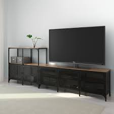 Fjallbo Black Tv Storage Combination 250x36x95 Cm Ikea Tv Storage Ikea Tv Ikea Industrial