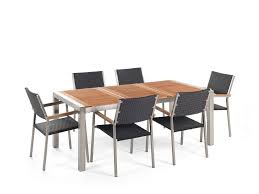 4.0 out of 5 stars. 6 Seater Garden Dining Set Mahogany Top Rattan Chairs Grosseto Beliani No