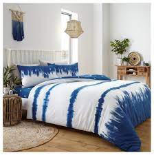 Each item will look unique thanks to the special dyeing technique we have used to create this beautiful colour effect. Tie Dye Blue Stripe Printed Duvet Quilt Cover Modern Bedding Set Linenstar