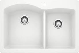 This 27 x 19 undermount kitchen sink is just the right size; Blanco 440216 Diamond Silgranit Double Bowl Undermount Or Drop In Kitchen Sink 38 8 X 27 X 14 Inches White Double Bowl Sinks Amazon Com