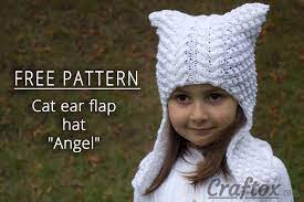 Cat Ear Earflap Hat Angel Free Knitting Pattern Cat Ear Flap Hat Angel Free Knitting Pattern Cat Ear Hat Knitting Pattern Crochet Cat Hat Cat Hat Pattern