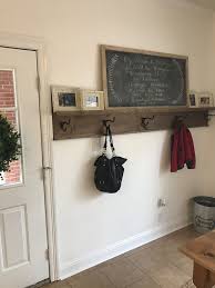 Diy Entryway Coat Rack With Picture Ledge Shelf We Needed Something To Hang Coats Backpacks Etc By The Bac Entryway Coat Rack Diy Coat Rack Hallway Coat Rack