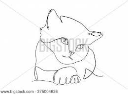 The lines of the a and the t can make the legs of the cat. One Line Drawing Cat Vector Photo Free Trial Bigstock