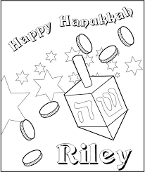 Happy hanukkah coloring page donuts. Personalized Hanukkah Dreidel Coloring Page Frecklebox Frecklebox