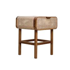 Jeanneret Cane Teak Accent Table With Storage In 2020 End Tables With Storage Teak Accent Table Table Lamps For Bedroom