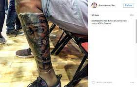 Steve wiebe works on a tattoo for kevin durant of the golden state warriors in september of 2016. Complex Sports On Twitter Kevin Durant Got A Massive Tupac Tattoo On His Leg For Some Reason Https T Co Gqr7uu6h9x