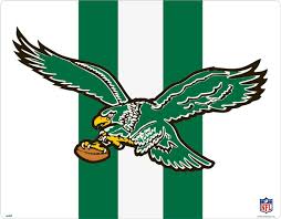 It comes complete with a wooden hanger on the back for easy hanging. Old School Eagles Logos