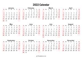 This updated version has two different downloads to choose fr. Printable Calendar 2022 One Page With Holidays Single Page 2022 Yearly Blank Pdf Templates