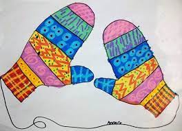 Patterned Mittens Hat Winter Art Winter Art Lesson Kindergarten Art