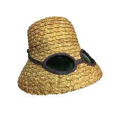 50s Novelty Straw Beach Hat W Built In Sunglasses At 1stdibs Straw Hat Beach Beach Hat Hats