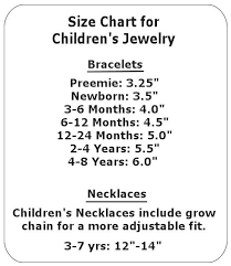 Size Chart For Children S Jewelry Kids Necklace Little Girl Jewelry Necklace Size Charts