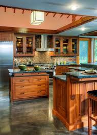 Custom Prairie Kitchen With Many Details Inspired By Frank Lloyd Wright Crown Poin Craftsman Style Kitchen Craftsman Style Kitchens Minimalist Kitchen Design