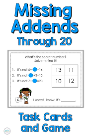 Missing Addends Within 20 Activities Task Cards Video Video In 2020 Math Activities Addition And Subtraction Practice Math Centers