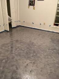 Using Valspar Paint And Floor Etch And Clean We Painted Our Concrete Floors We Rolled The Paint On Wit Painted Concrete Floors Concrete Floors Patio Flooring