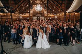 Reception Group Shot Midwest Barn Wedding Barn Wedding Photos Winter Barn Weddings Barn Wedding
