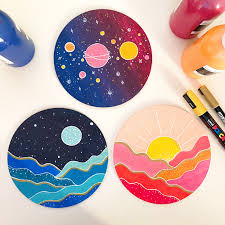 Sun Moon And Galaxy Paintings Vinyl Record Art Ideas Diy Canvas Art Vinyl Art Paint