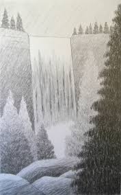 Exterior now on view to all ticket holders; Waterfall Original Landscape Graphite Drawing Simple Mountain Scenery By Destinyartdesig Desenho De Cachoeira Desenho A Lapis Inspiracao Paisagem Desenho