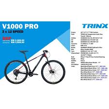 Java #mtb #mountain bike # vetta #carbon #deore 3x10 spd #hydraulik brake #ringgan : Trinx Carbon Mtb 29er V1000 Pro S Size Frame 15inch Shopee Malaysia