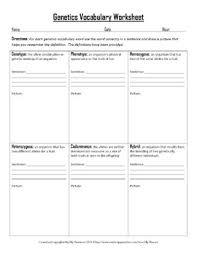 Learn vocabulary, terms, and more with flashcards, games, and other study tools. Genetics Vocabulary Worksheets By Elly Thorsen Tpt