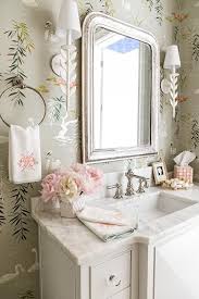 Dainty Powder Room Features Osborne Little Swan Lake Wallpaper In Gray And Pastel Colors French Country Bathroom Home Decor Bathrooms Remodel