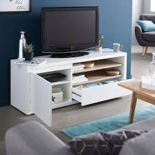 Geneve Meuble Tv 1 Porte Et 1 Tiroir Coloris Blanc Laque Et Chene Decoration Deco Maison Alinea Meuble Tele Design Meuble Tv Meuble