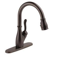 Oil rubbed bronze faucets feature a mixture of classic, rustic and modern art that can improve the aesthetic character of any kitchen. Delta Leland Single Handle Pull Down Sprayer Kitchen Faucet With Shieldspray In Venetian Bronze 19978z Rb Dst The Home Depot