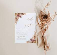 Pampas Grass Wedding Invitation Template Minimalist Desert Etsy Desert Wedding Invitation Wedding Invitation Templates Wedding Saving