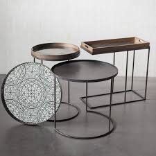 Notre Monde Set Of 2 Round Tray Table Bases Set Of Two Small And Large Tray Table Bases This Set Of Two Nesting Tray Table Coffee Table Silver Coffee Table