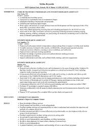 Student Research Assistant Resume Samples Velvet Jobs