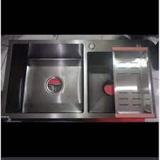 Elkay 33 in x 22 in stainless steel double equal bowl drop in or. Kitchen Sink Bolzano 8245 Paket Lengkap Bak Cuci Piring Hitam Shopee Indonesia